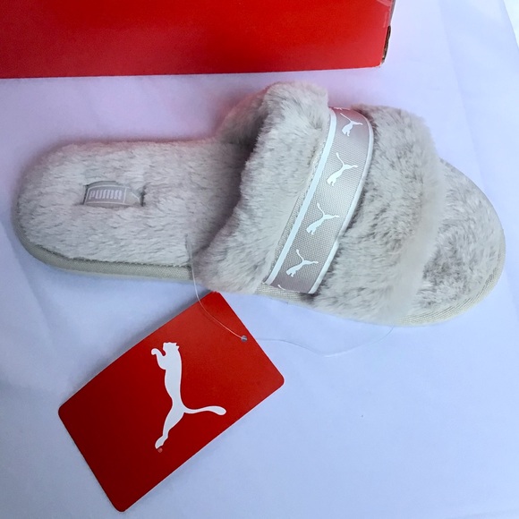 Junior PUMA Fluff Remix Slide Athletic Sandals Casual - Light Gray - Picture 5 of 9